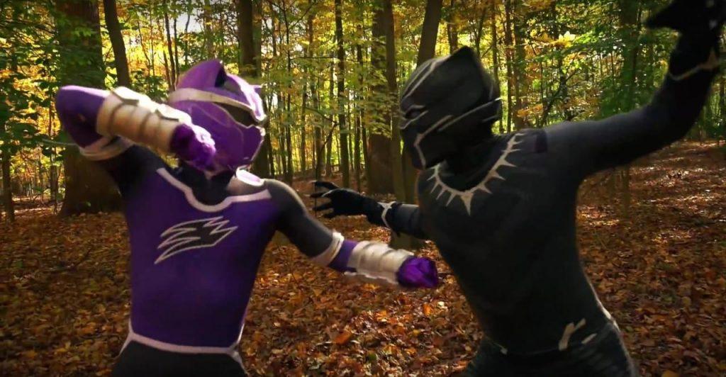 MARVEL vs POWER RANGERS: Black Panther and Wolf Ranger Rumble In The Jungle!
